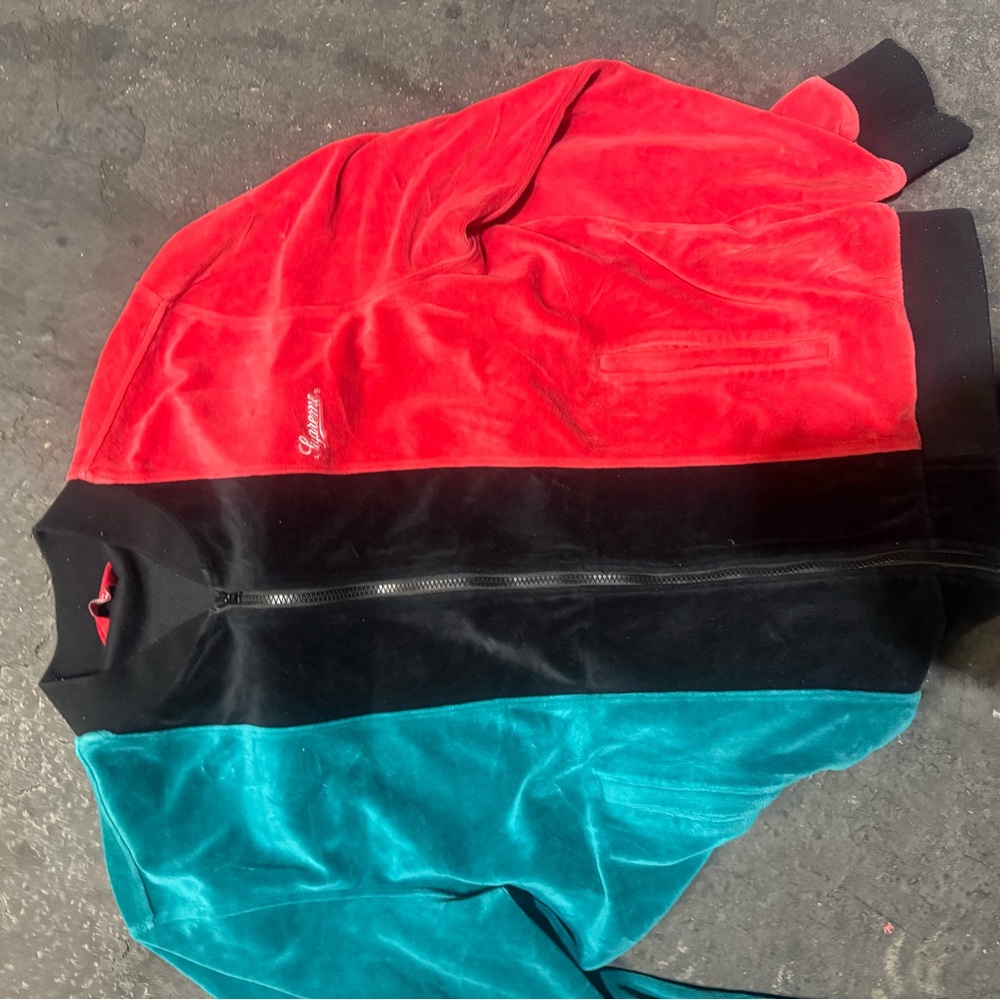 Supreme Red and Teal Bomber Jacket